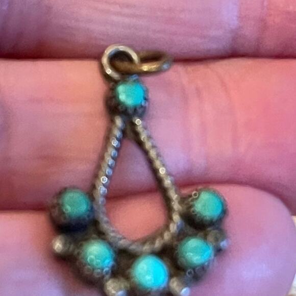 Vintage silver and turquoise pendant for necklace - Picture 6 of 9